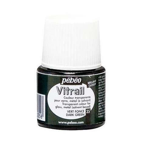 Farba witrażowa do szkła Pebeo Vitrail 45ml, Zielona/35 Dark Green transparentna